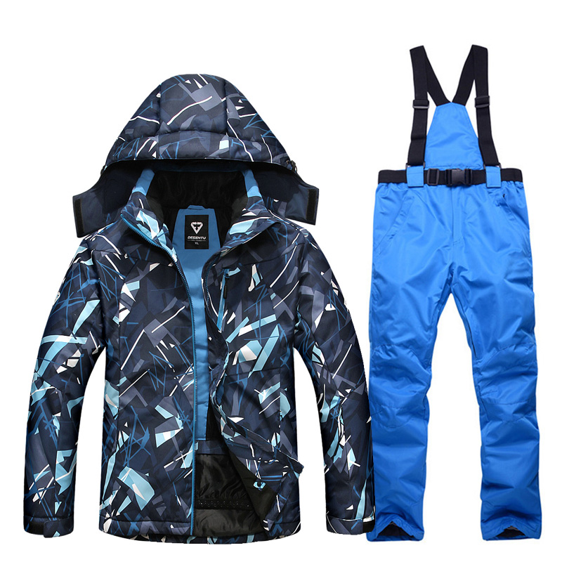 

New Hot Ski Suit Men Winter New Outdoor Windproof Waterproof Thermal Male Snow Pants sets Skiing And Snowboarding Ski Jacket Men, Black