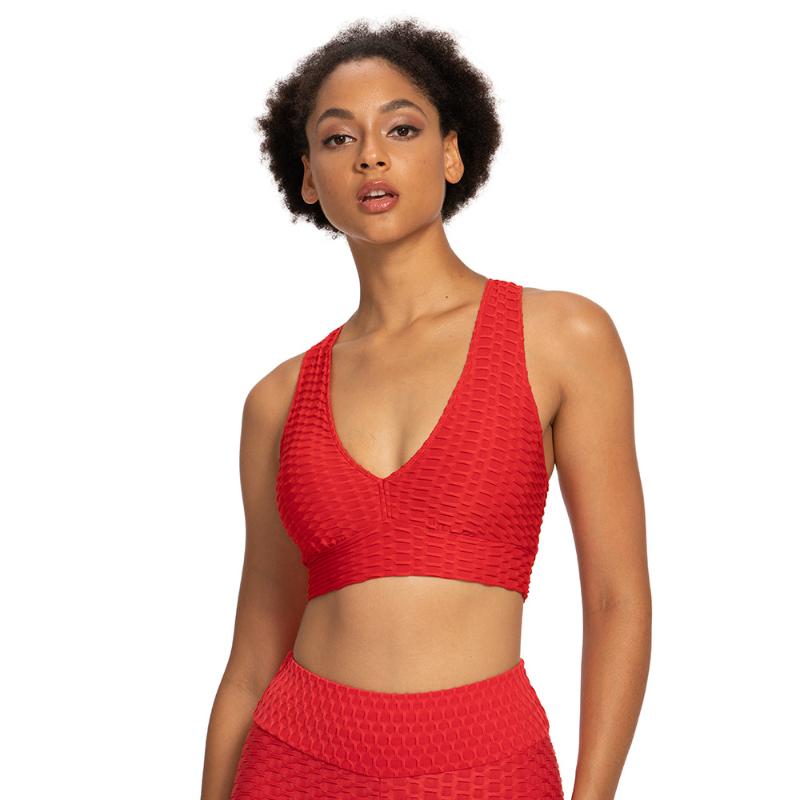 

Jacquard Fitness Exercise Slim Sexy Back Yoga Bra Top Woman Sportwear, Yellow