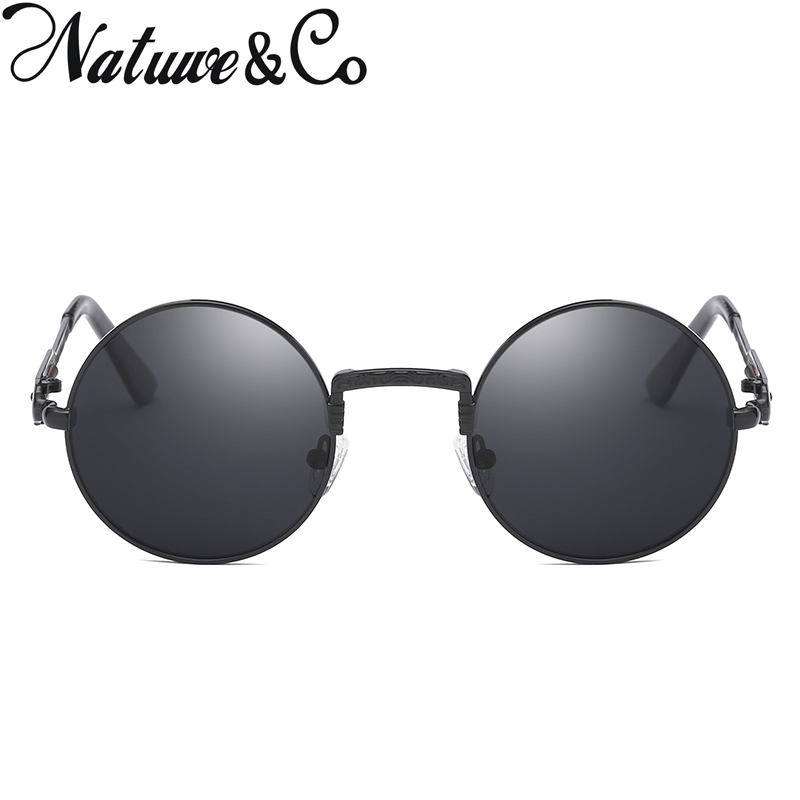 

Natuwe&Co Retro Round Polarized Sunglasses Men Women Metal Glasses UV400 49-49-23-135 mm