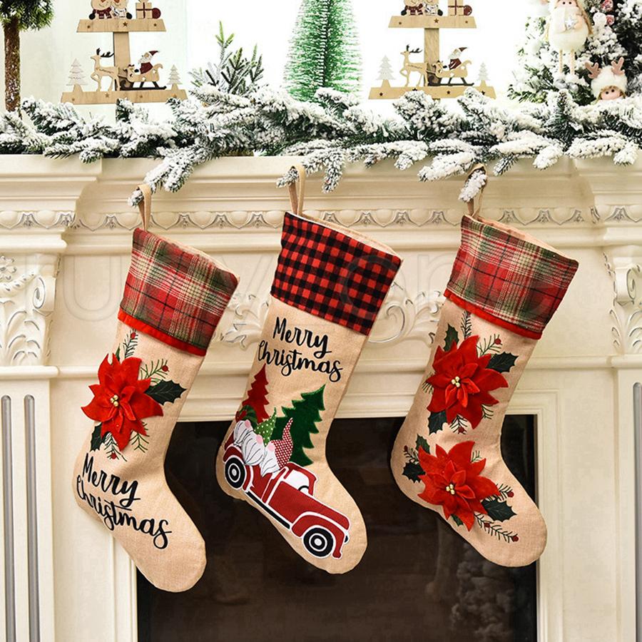 

Creative Santa Claus Christmas Socks Cartoon Cute Stockings Candy Gift Bag Christmas Tree Ornaments Party Christmas Decorations RRA3459