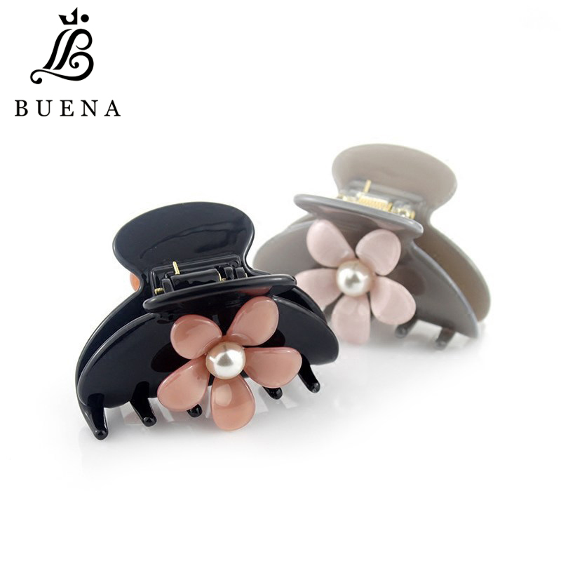 

Sexy Hair Clamp Small Flower And Pearl Women's Hair Accessories Hot Selling Gift Claw For Girls Acetate Claw Clips