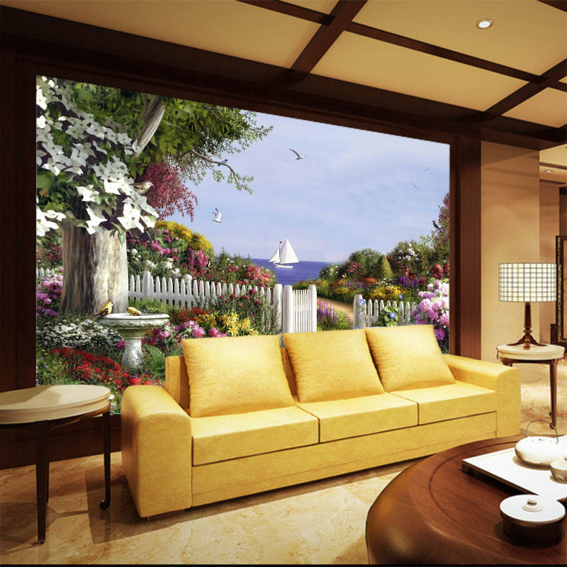 

3D large muralEuropean oil painting garden wallpaper TV living room bedroom hotel restaurant background wall covering landscape, As pic