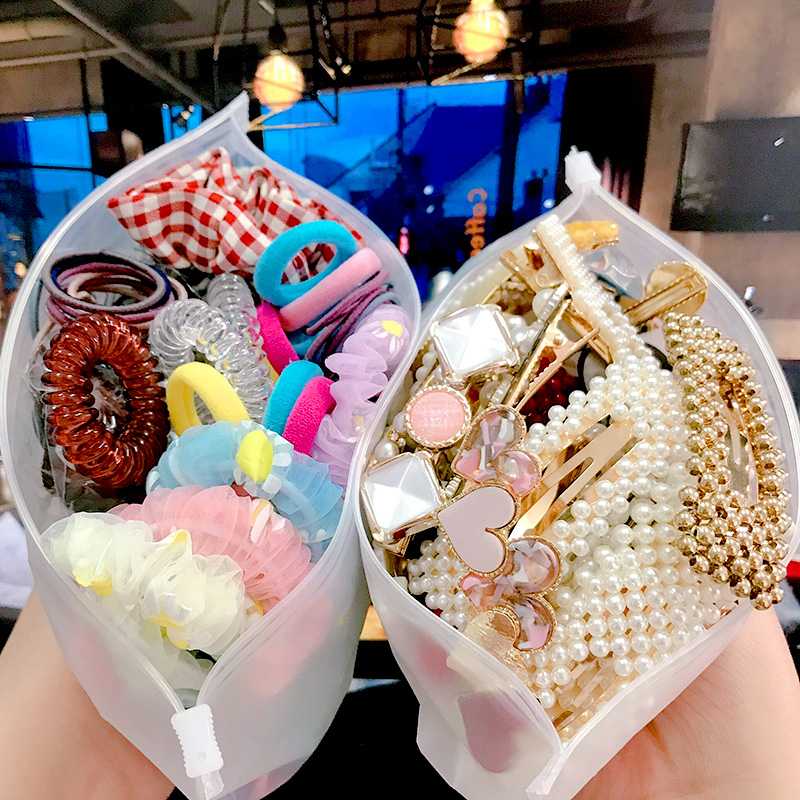 

1 Set Women Hair Accessories Elastic Ponytail Holder Rubber Coil Bands Kids Simulated Pearl Barrettes for Girls Hair Clip 2020