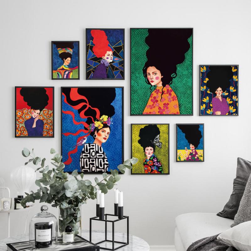 

Vintage Woman Hair Bird Flowers Wall Art Canvas Painting Nordic Posters And Prints Abstract Wall Pictures For Living Room Decor