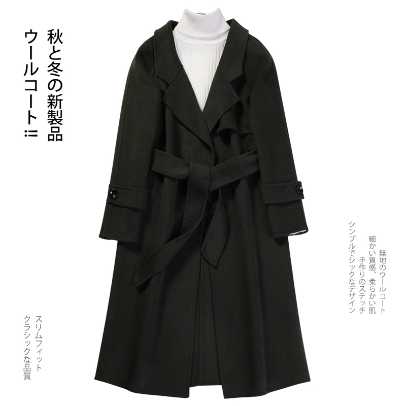

Womens Coats Winter Coat Female 90% Wool Jacket + Belt Elegant Double Breasted Long Coat Autumn Abrigos Mujer 2020MN007, Beige