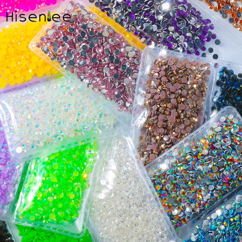 

High Quality New Six Kinds of Sparkling Jelly AB Rainbow Neon Crystal Flat Back Rhinestone 3D Charm DIY Nail Jewelry Decoration