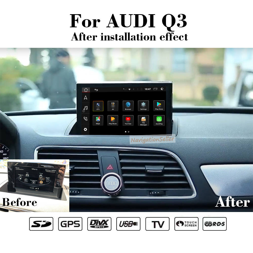 Android 13 Car dvd multimedia player with 7.0inch touch screen display for AUDI Q3 2011-2018 Radio gps navigation stereo WIFI BT Mirrolink-image-575041542