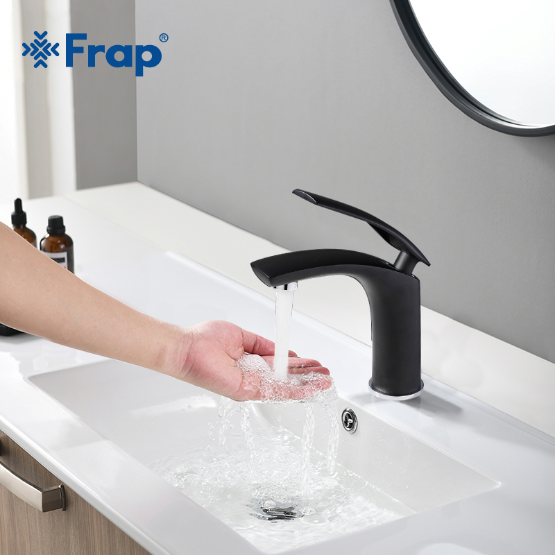 

Frap BLACK/White Brass Basin Faucet Solid Cold & Hot Water Bathroom Faucet Single Handle Water Sink Tap Bathroom Accessories