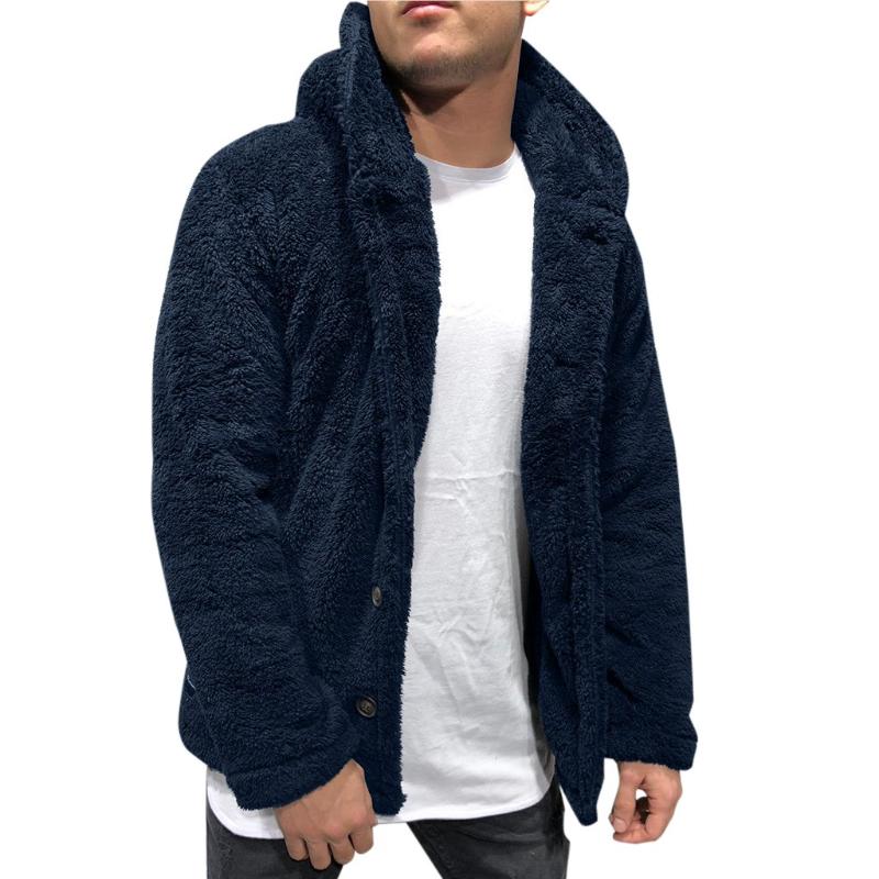 

Men Autumn Winter Solid Color Casual Blouse Fleece Tops Oversized Warm Autumn Outwear Plush Long Sleeve Jackets Y10.31, Bu