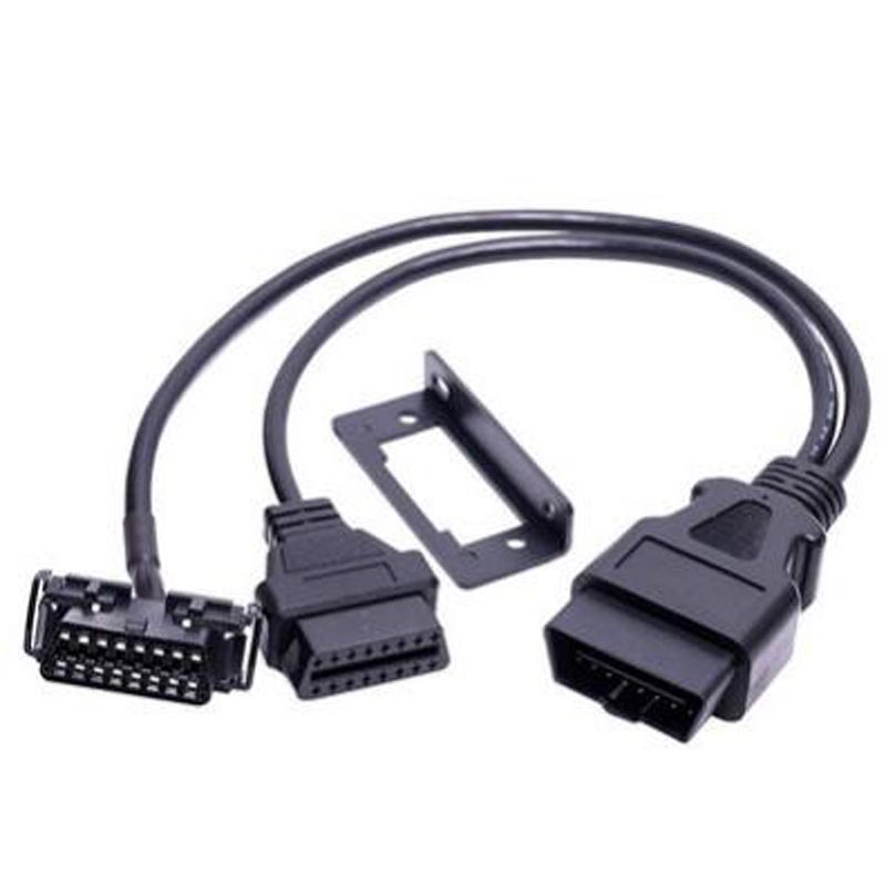 

50cm 16 Pin OBD OBD2 OBDII Splitter Extension Y Cable J1962 Male To Dual J1962 Female Snap-in Universal Bracket Fits