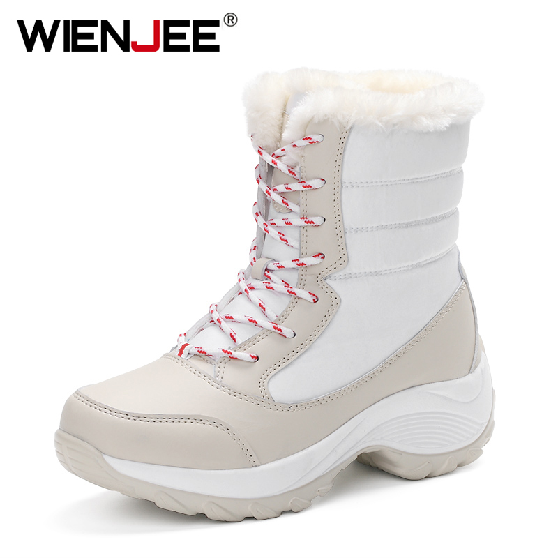 

WIENJEE New Winter 2020 High Shoes Plush Canvas Shoes Women's Korean Version Boots Warm Cotton Students' Winter, Black