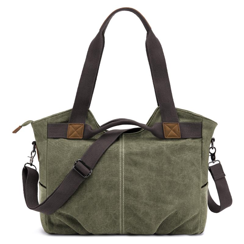 

High Quality 2020 Hot Design Classic Solid Casual Tote Women'S Handbag Shoulder Crossbody Fashion Canvas Hand Bags, Army green