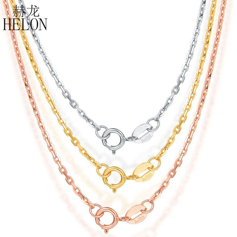 

Solid 18k Gold Necklace Rose White Yellow Genuine Women Fine Simple Slim Thin Chains Matched For Any Pendant trendy Jewelry