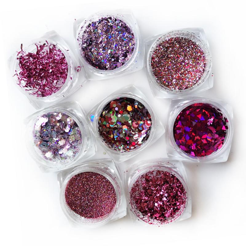

Addfavor 8pcs Holographic Nail Sequins Flakes Shiny Rose Gold Nail Foil Sticker Glitter Powder Art Decoration Manicure