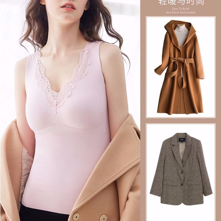 

2020 Women Winter Shaper Magic Body Shapewear Tank Tops Ladies Slimmer Camisole Built In Padded Bra Thermal Underwear Vest M34, Black