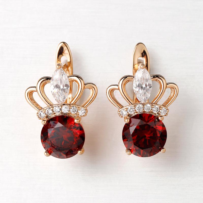

Hanreshe Crystal Stud Earrings Wedding Red Natural Zircon Girl heart Earring Trendy Jewelry Cute Gold Simple Earrings Women Gift