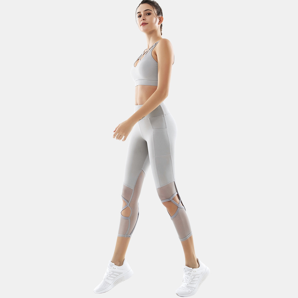 

Women' Tracksuit TOP Quality Female Sports Fitness Suit Corset Mesh Sexy High-waisted Buttock Pants Yoga Suit 3Colors Available, Black