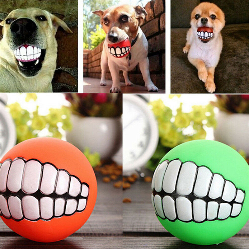 Pet Dog Ball Teeth Funny Trick Toy Silicone Toy For Dogs Chew Squeaker Squeaky Sound Dog Toys ...
