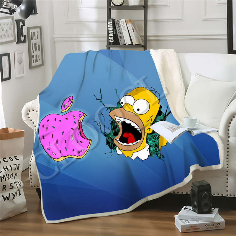 

CLOOCL Factory Wholesale Catoon Anime The Simpsons Blanket 3D Print Double Layer Casual Sofa Youth Bedding Throw Fashion Blankets