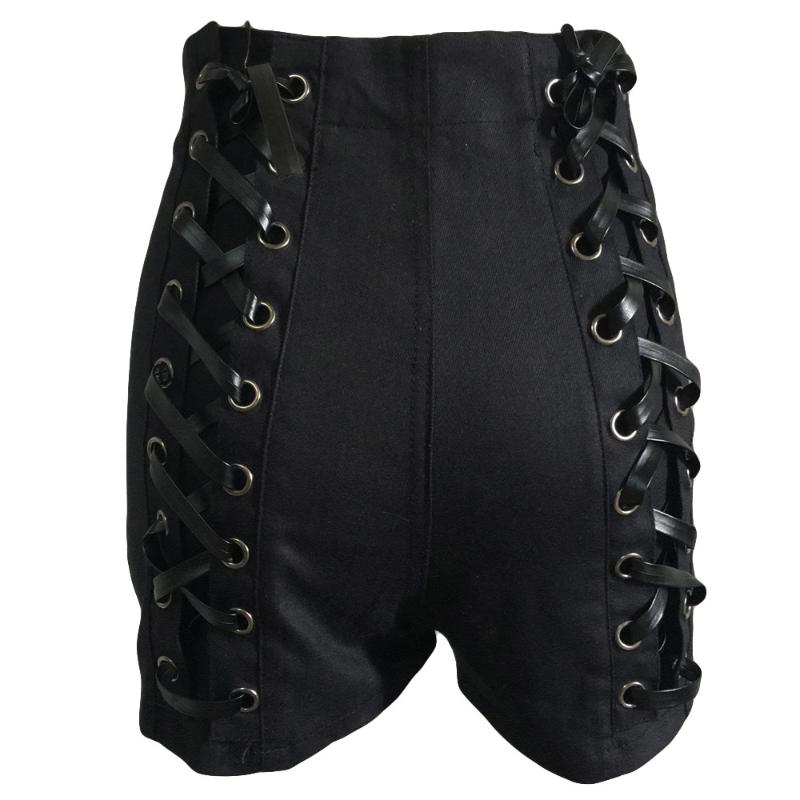 

Women Elastic Destroyed Hole Lace Short Pants Denim Bandage Sexy Ripped Jeans z0314, Bk