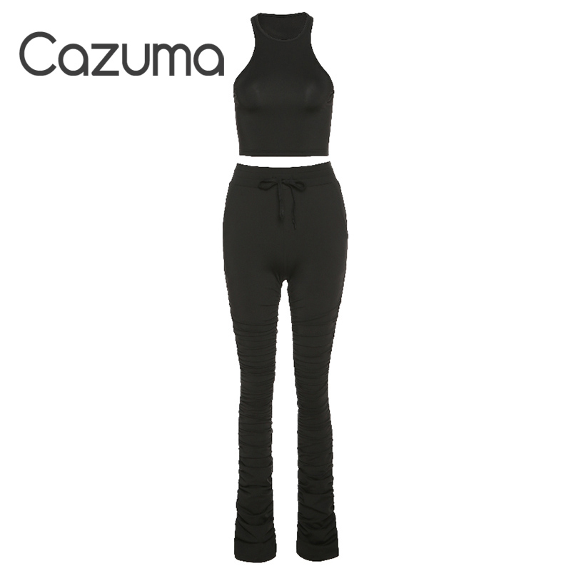 

Cazuma Women Lady Pants 2 Pcs Set Strapless Folding Flared Trousers Outfits Bandage Top Vest Crop Long Pants Playsuits, Army green