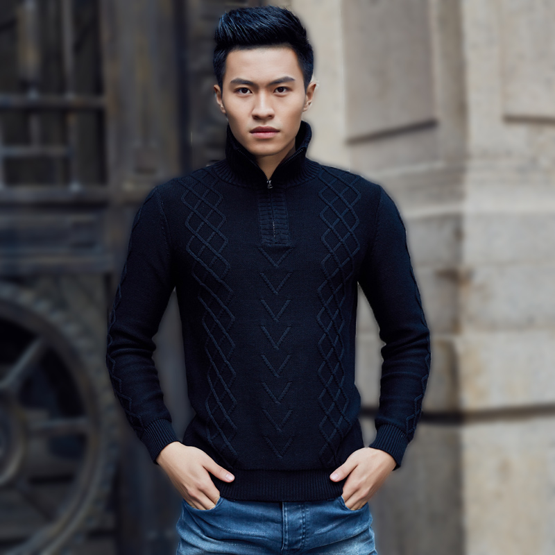 

Turtleneck Sweaters Men Autumn Winter Fashion Casual Solid Color Long Sleeve Pullovers Men Sweater Knitwear Blue Black Sweaters, Hei