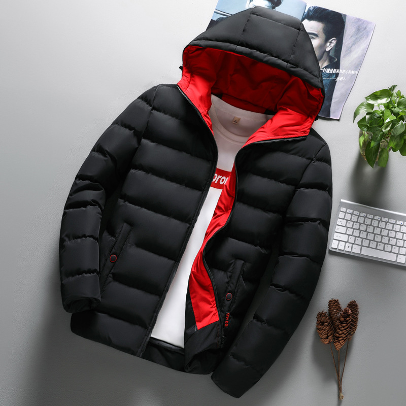 

Hooded Winter Zipper Coat Outwear Jacket Hip Hop Parkas Fashion Mens Coat Men Clothes Boys Casual Warm, Black