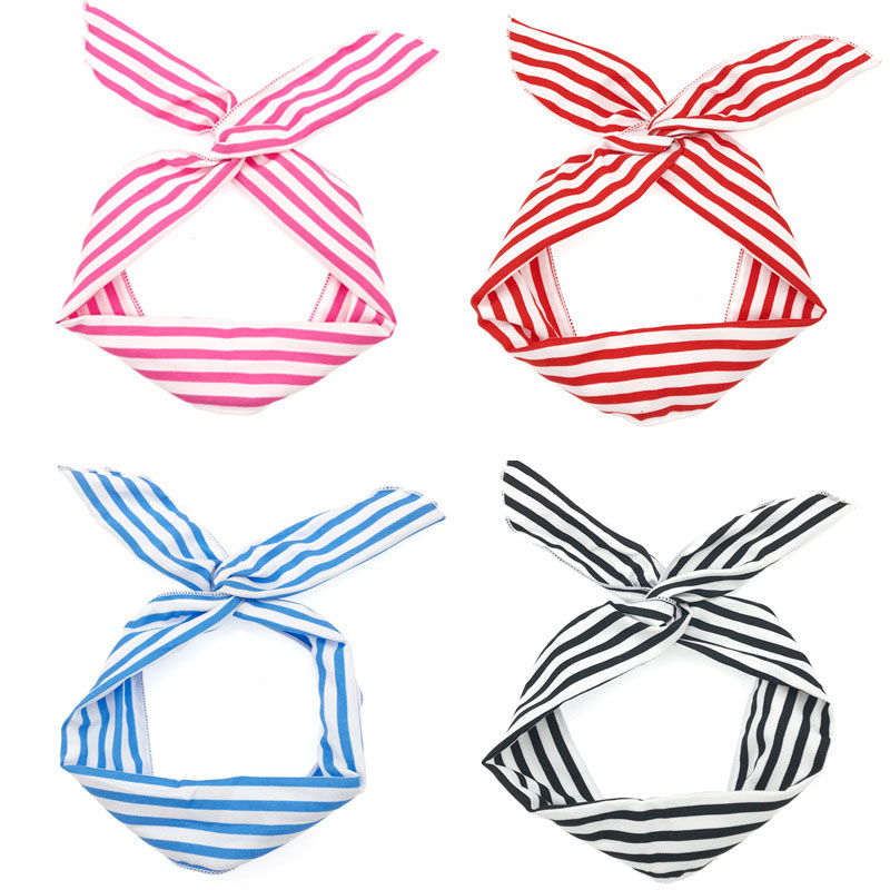 

ears wash face turban wire stripe hair band Korean headdress baby girls hairpin children hair accessories headband, Black