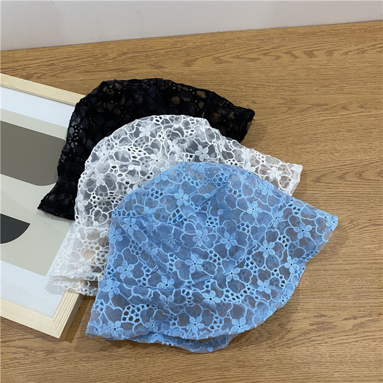 

Japanese Style Soft Lace Bucket Hat Embroidery Flower Hollow Out Sun Hat Breathable Spring Summer Travel Street Foldable Sun Cap, White