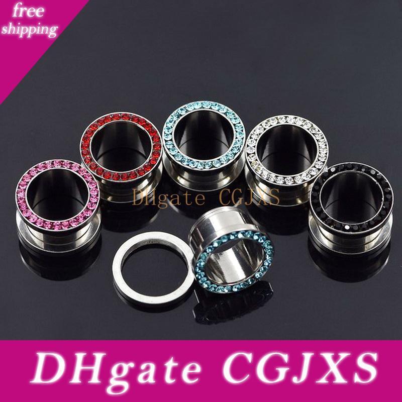 Yoursfs 6 Pairs Ears Tunnels for Women Mens Piercing Jewelry Stainless Steel Ears Gauges Expander CZ Gems Ear Stretcher Plugs Body Jewelry Black//White Color 7 Sizes,4-16mm