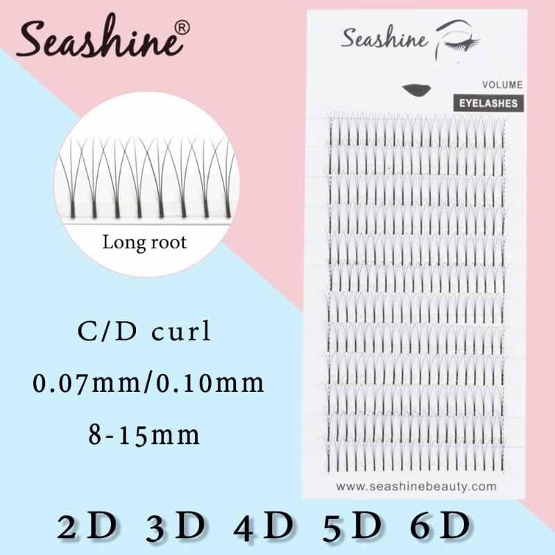 

Seashine Volume 2D/3D/4D/5D/6D Eyelashes Long Stem Pre Made Fans Silk Soft Lash extension False mink individual Lashes Makeup