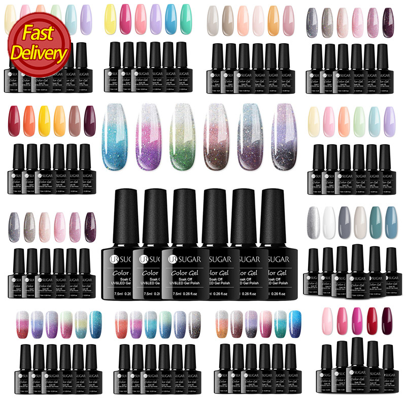 

UR SUGAR 8PCS Set For Gel Varnish 7.5ML Glitter Gel Nail Polish Set For Nail Art Polish All Manicures