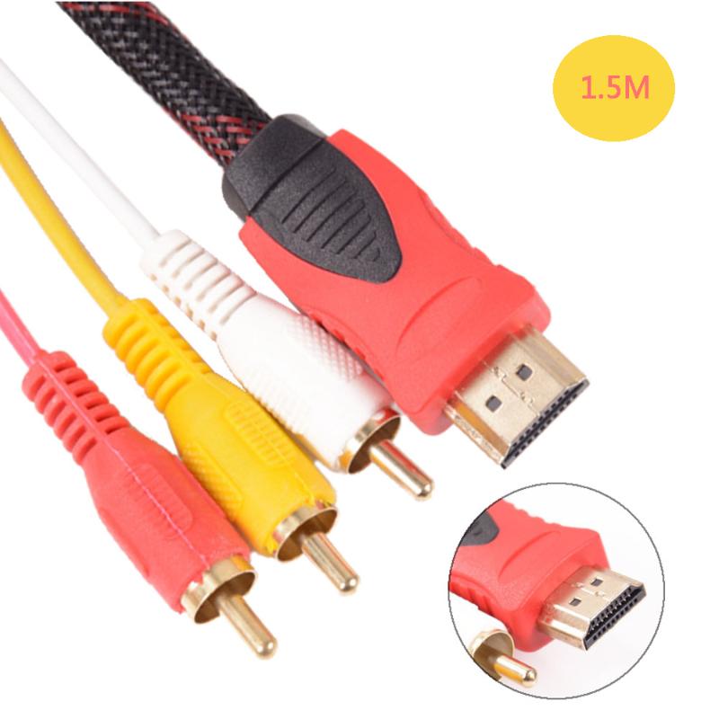 

1.5M Conversion Converter to RCA Cable Male to 3 RCA AV Male AV Composite M/M Connector Adapter Cable Cord
