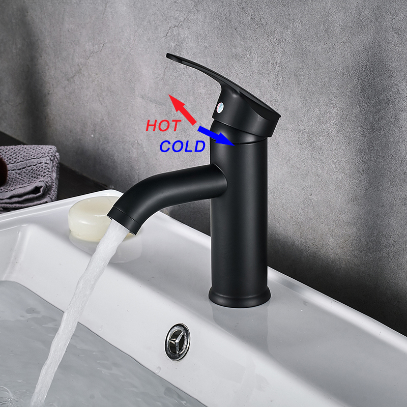 

Black Stainless Steel Kitchen Washbasin Faucet Mixer Tap Zwarte Kraan Single Hole Basin Mixer Cold And Hot Basin Sink Faucet