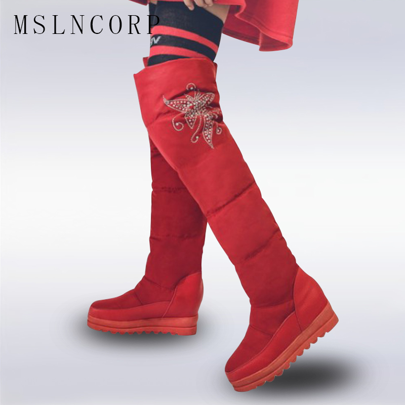

size 34-43 winter russia keep warm women snow boots thigh high boots women waterproof shoes snow Height Increasing, As photo