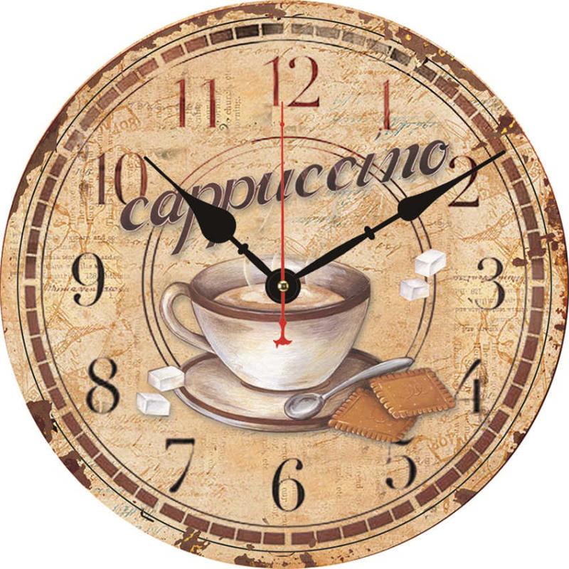 

Kitchen Clocks Large Shabby Retro Home Kitchen Decor Wall Clocks,Cappuccino Cafee Antique Wall Watch,Shop Cafee Bar Watch