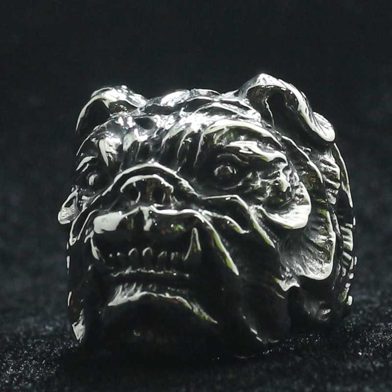 

Mens 316L Stainless Steel Cool Punk Gothic Bull Dog Big Ring