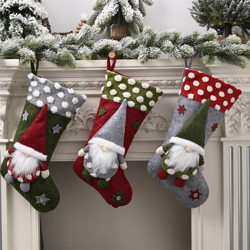 

Large Christmas Stockings Pendant Cloth Ornaments Gift Bag Pendant Forest old man Doll Boots Christmas Party Home Decor Xmas