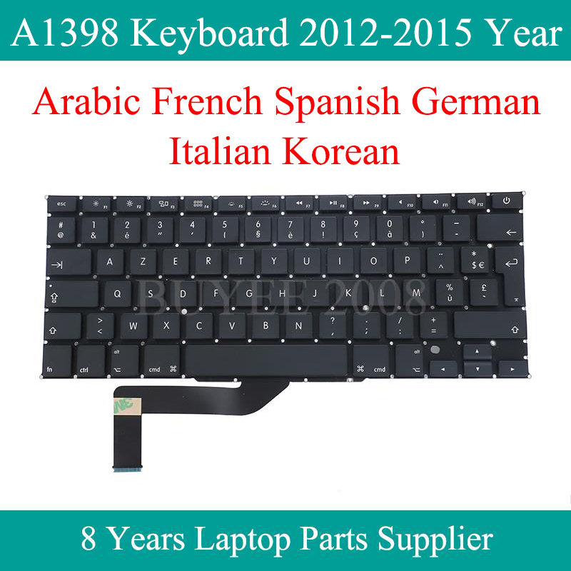 

A1398 Keyboard For Pro Retina A1398 Arabic French Spanish German Italian Korean Keyboard Replacement 2012 2013 2014 2020