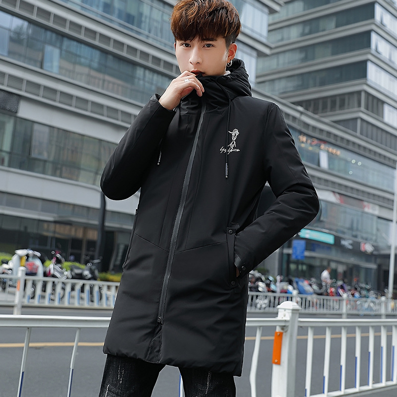

parka puffer jacket Outwear Oversized Long Coats Jacket Men Hood Mens 2020 Winter Warm Patchwork Jackets Sportswear Windproof, Black