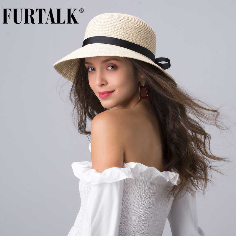 

FURTALK Summer Beach Hat for Women Straw Sun Hat, Khaki
