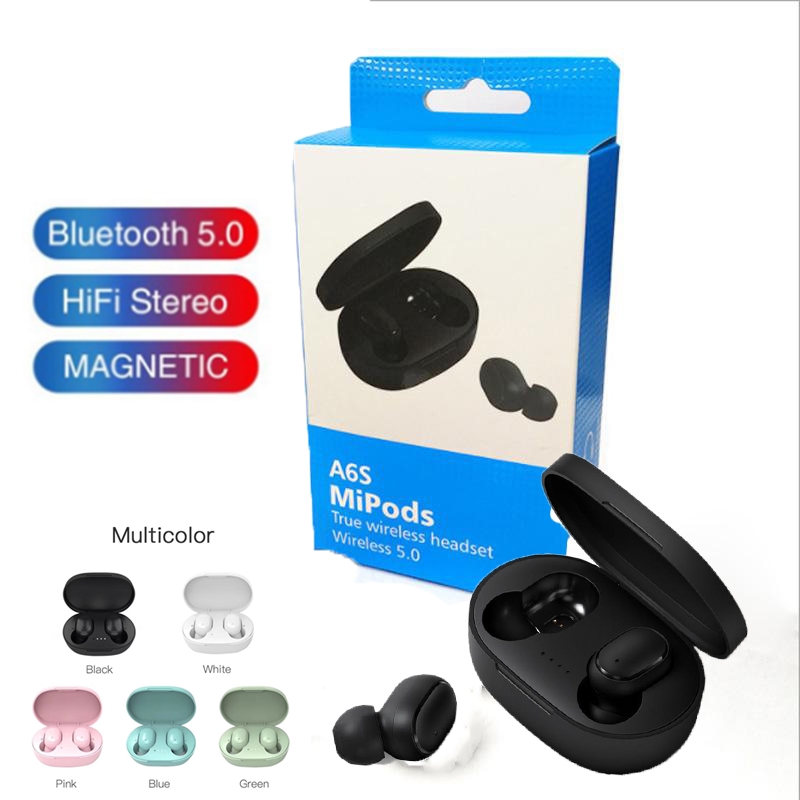 

Bluetooth Earphone TWS A6S Headphone Bluetooth 5.0 Wireless Earbuds Life Waterproof Bluetooth Headset with Mic for Cell phone, Mixed color