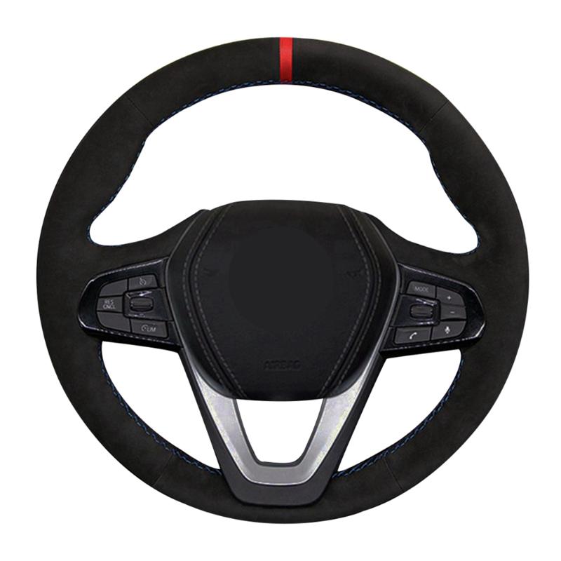 

Car Steering Wheel Cover DIY Black Hand-stitched Suede Leather For G20 G21 G30 G31 G32 X3 G01 X4 G02 X5 G05 X7 G07 Z4 G29