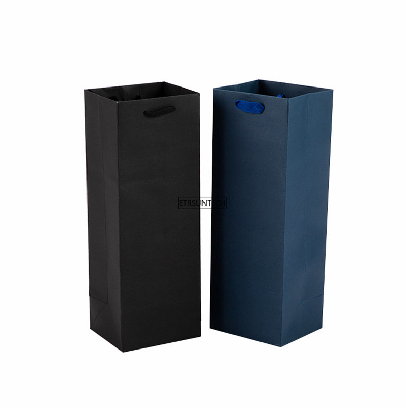 

100pcs Wine Bottle Gift Bags Reusable Kraft Paper Shopping Bag Packing Bags with Handle for Christmas Festival Party