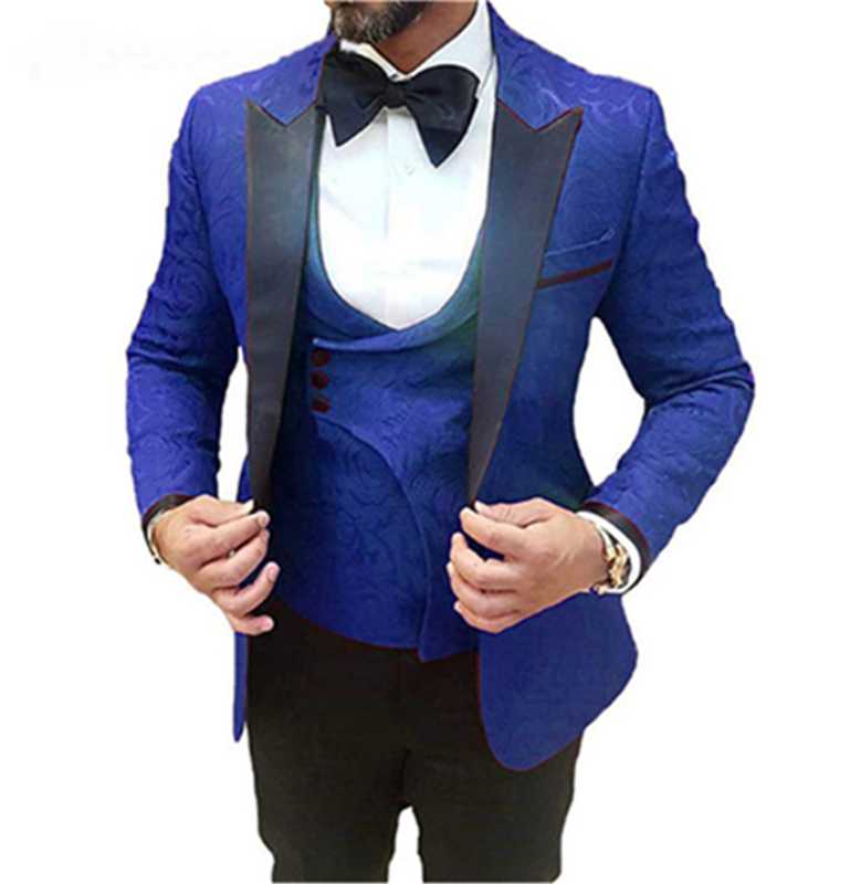 

2020 men's suit custom fit men's dress wedding bridegroom best man Suit Tuxedo (jacket + pants + vest, As picture