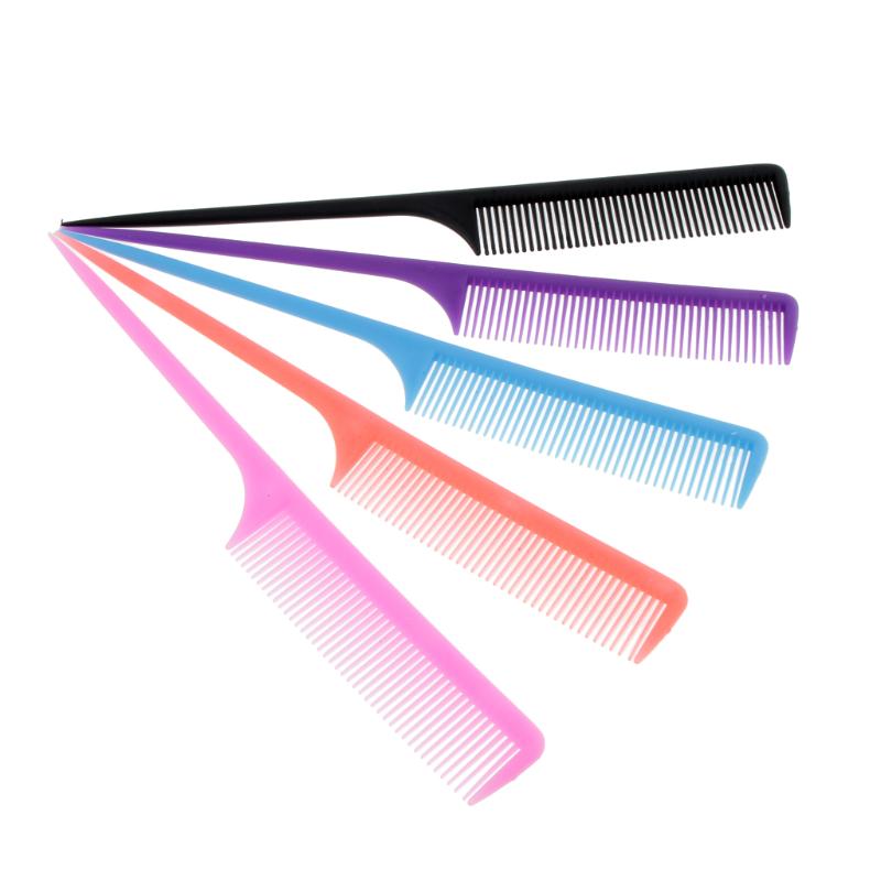 

5Pcs Hair Comb Salon Brush Styling Hairdressing Rat Tail Pin Plastic Comb Tool