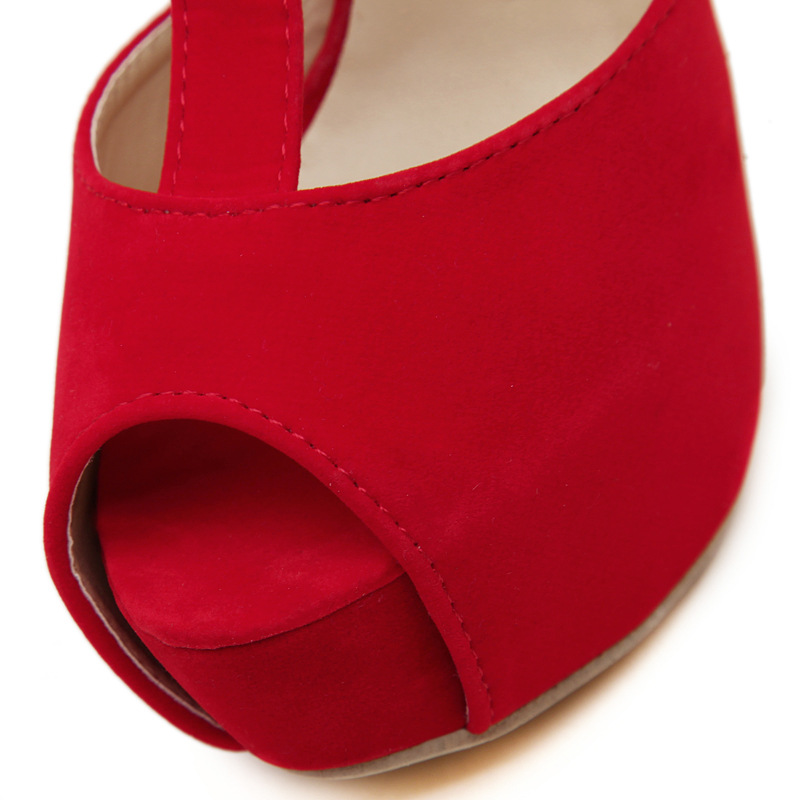 

2020 New Foreign Trade Large High Heel Metal Sandals Fish Mouth Waterproof Platform Nightclub Stilettos, Red