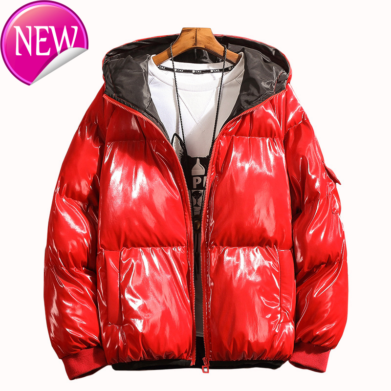 

Noodles Winter Light Cotton-padded Clothes Lovers Bread served Korean Edition letter patchwork loose casual thickened coat, Black