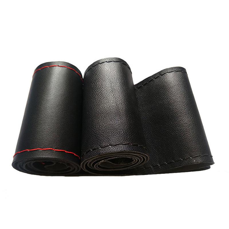 

AOZBZ Universal 38cm Diameter Car Steering Wheel Cover Fiber Leather With Soft Anti-Slip Black DIY Braid & Needles Thread