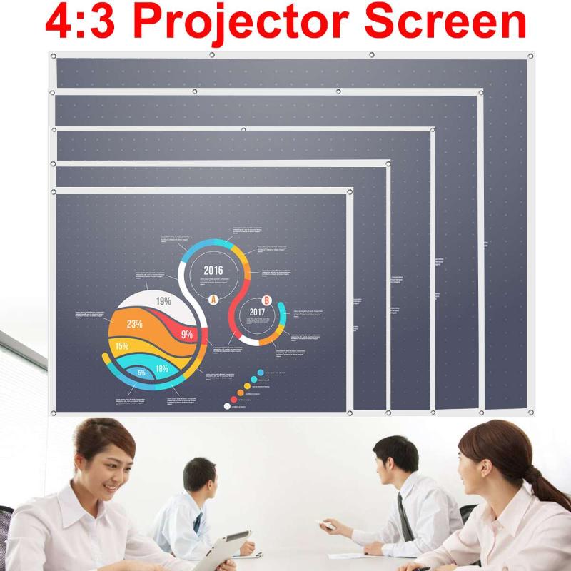 

60/72/84/100/120inch Projector Screen Cloth HD 4:3 Foldable Projection Movies Screen For Home Theater Film Business Meetings